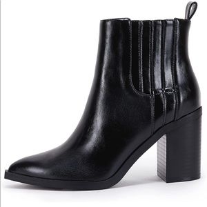 Black pointed toe booties